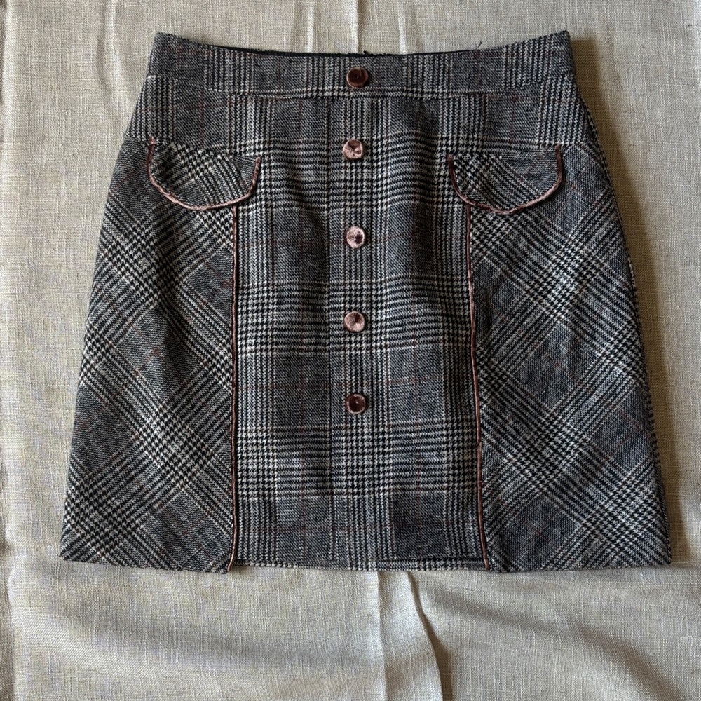 Bagatelle Black and Gray Plaid Mini Skirt